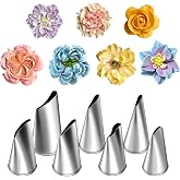 Hendiy 7 Pieces/Set Stainless Steel Cake Decorating Tips Set | Cream Icing Piping, Fondant Rose Nozzle, Pastry Tools