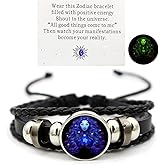Zodiac Signs Spirit Bracelet Zodiac Bracelet for Women Men Adjustable 12 Constellation Bracelet Multilayer Zodiac Black Leather Bracelets Zodiac Sign Wrap Bracelet for Women Men Birthday Jewelry