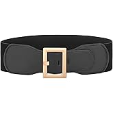JASGOOD Women Wide Elastic Belt Stretchy Vintage Waist Belts for Dress Santa Belt with Square Buckle