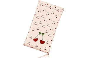Fintie Eyeglasses Pouch with Cleaning Cloth, Portable Squeeze Top Vegan Leather Soft Glasses Case Anti-Scratch Sunglasses Bag, Coquette Cherries