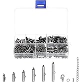 uxcell 120Pcs Slide on End Clasps, 10/13/16/20/25/30mm Tube Ball Bead Slider Crimp Ends for Multi-Strand DIY Craft Making, Metallic Black