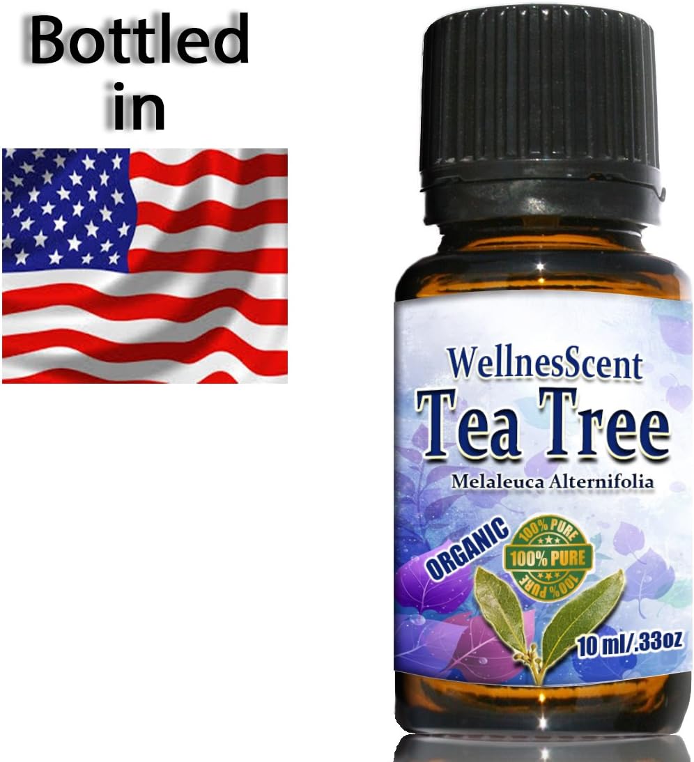 Tea Tree Essential Oil 100% Pure Certified Organic, Therapeutic Grade, Tea Tree Oil Used in Aromatherapy, Acne Treatment, Foot Fungus, Cold sores. Medicine Cabinet in a Bottle. 10 ml Melaleuca