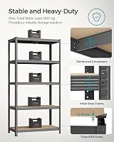 SONGMICS 5-Tier Heavy-Duty Shelving Units Set of 2 50x100x200 cm Misty Grey view 3