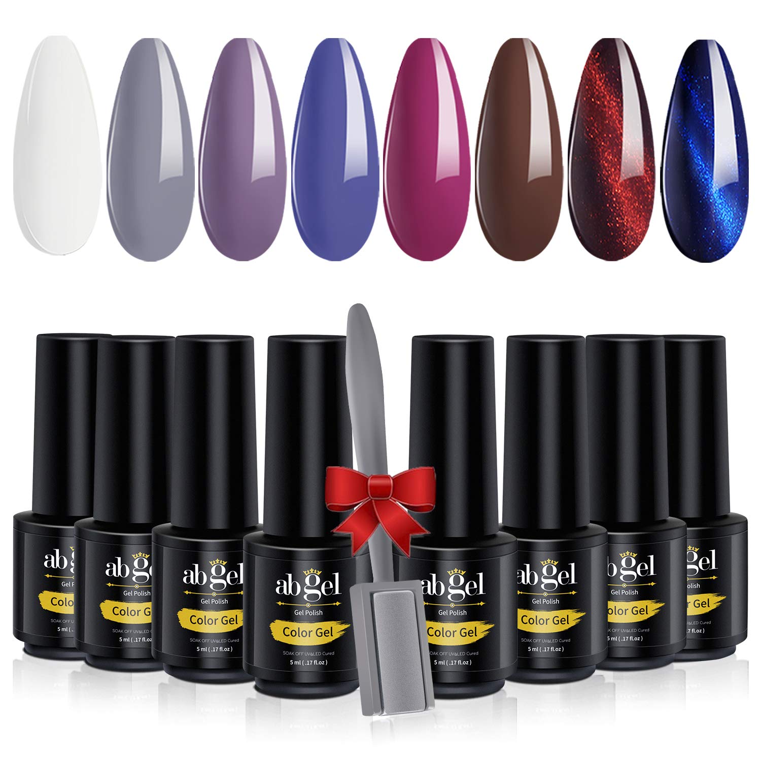 ab gel Gel Nail Polish Kit Nude Series 6 Colors + 2 Cat