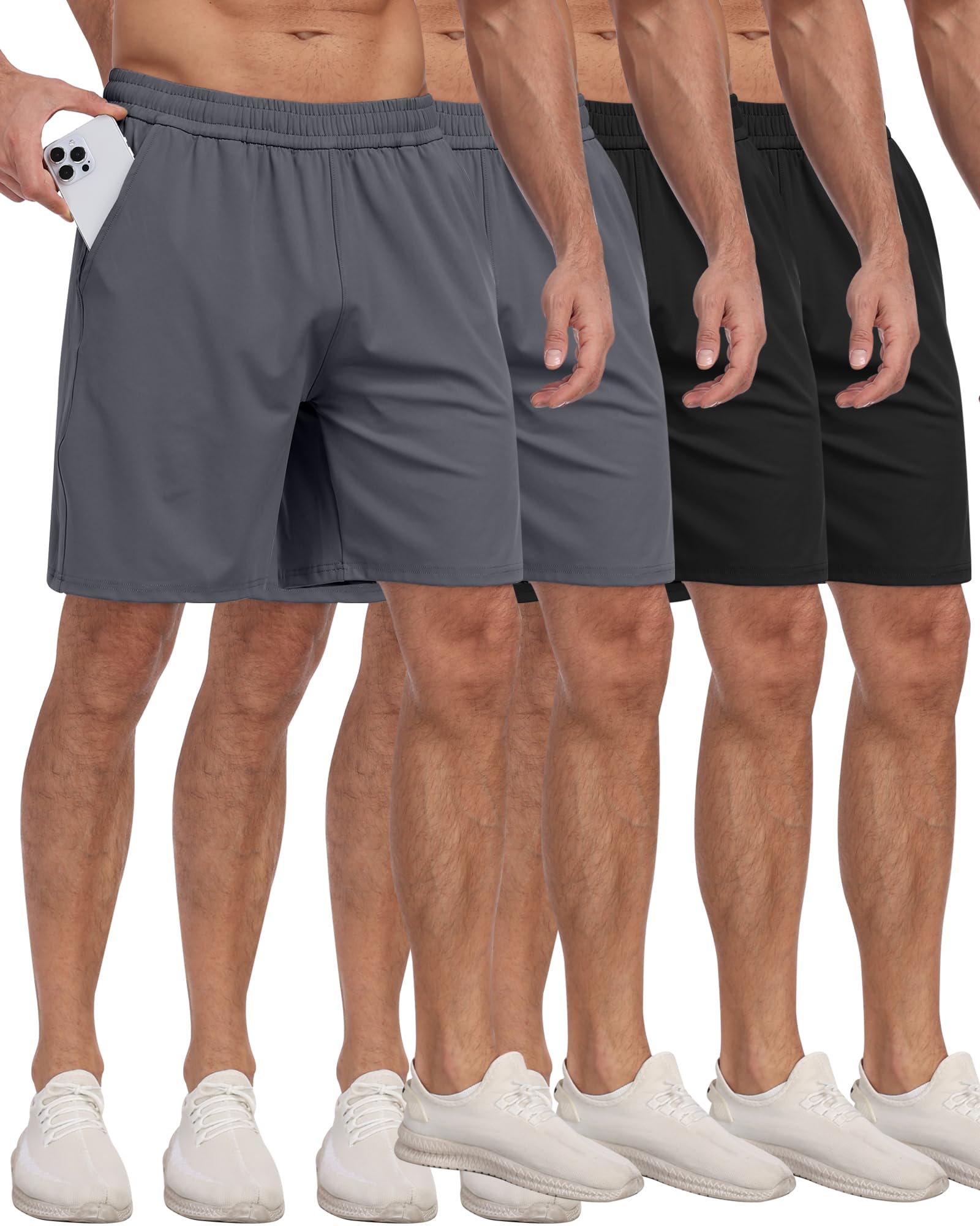 PARISDIARY 4 Pack Men's Athletic Gym Shorts with