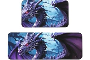 Purple Dragon Purple Moon Kitchen Rugs Set of 2, Cushioned Anti-Fatigue Kitchen Mats for Floor, Waterproof Comfort Standing M
