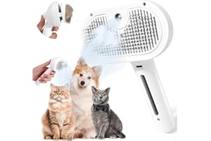 Cadeya Cat Steam Brush, Cat Steamy Brush with Release Button, Self Cleaning Spray Comb for Long and Short Haired Cats, Rechargeable Steaming Cat Grooming Brush Steamer to Remove Loose Hair