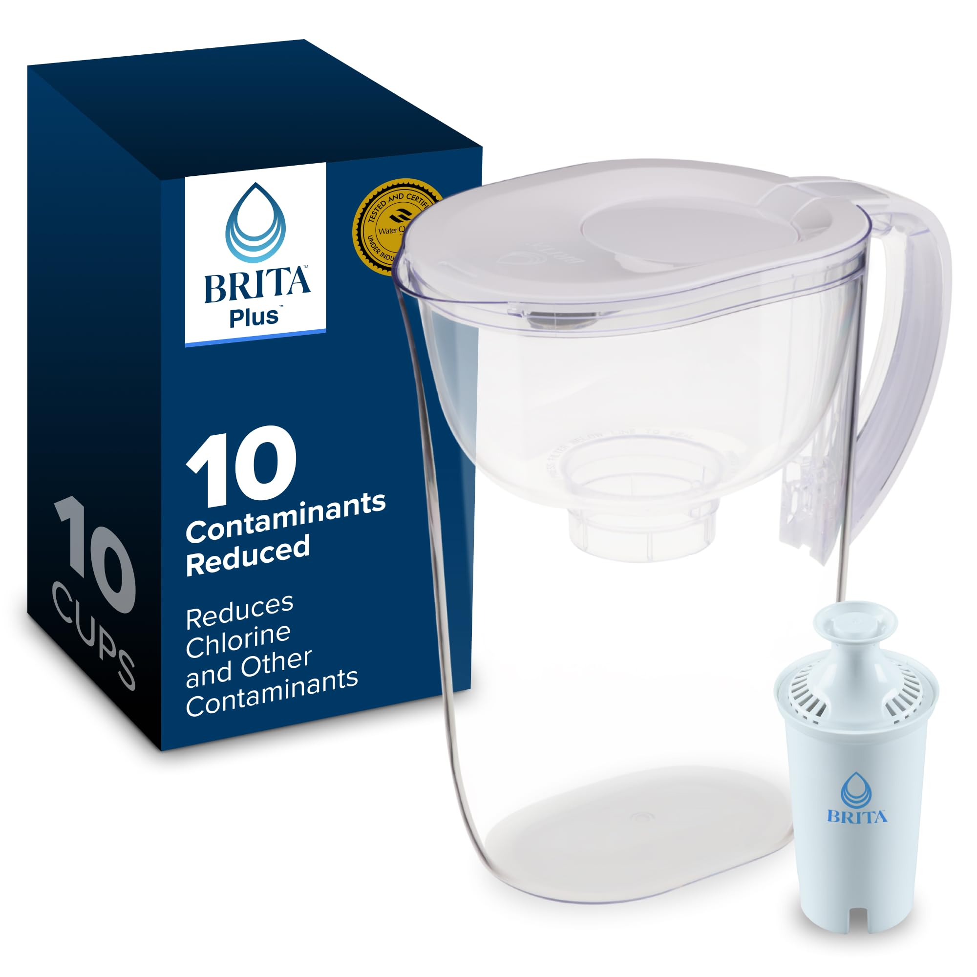 Photo 1 of Brita Large 10 Cup Water Filter Pitcher, 1 BritaPlus Filter, Everyday, Clear (Package May Vary)