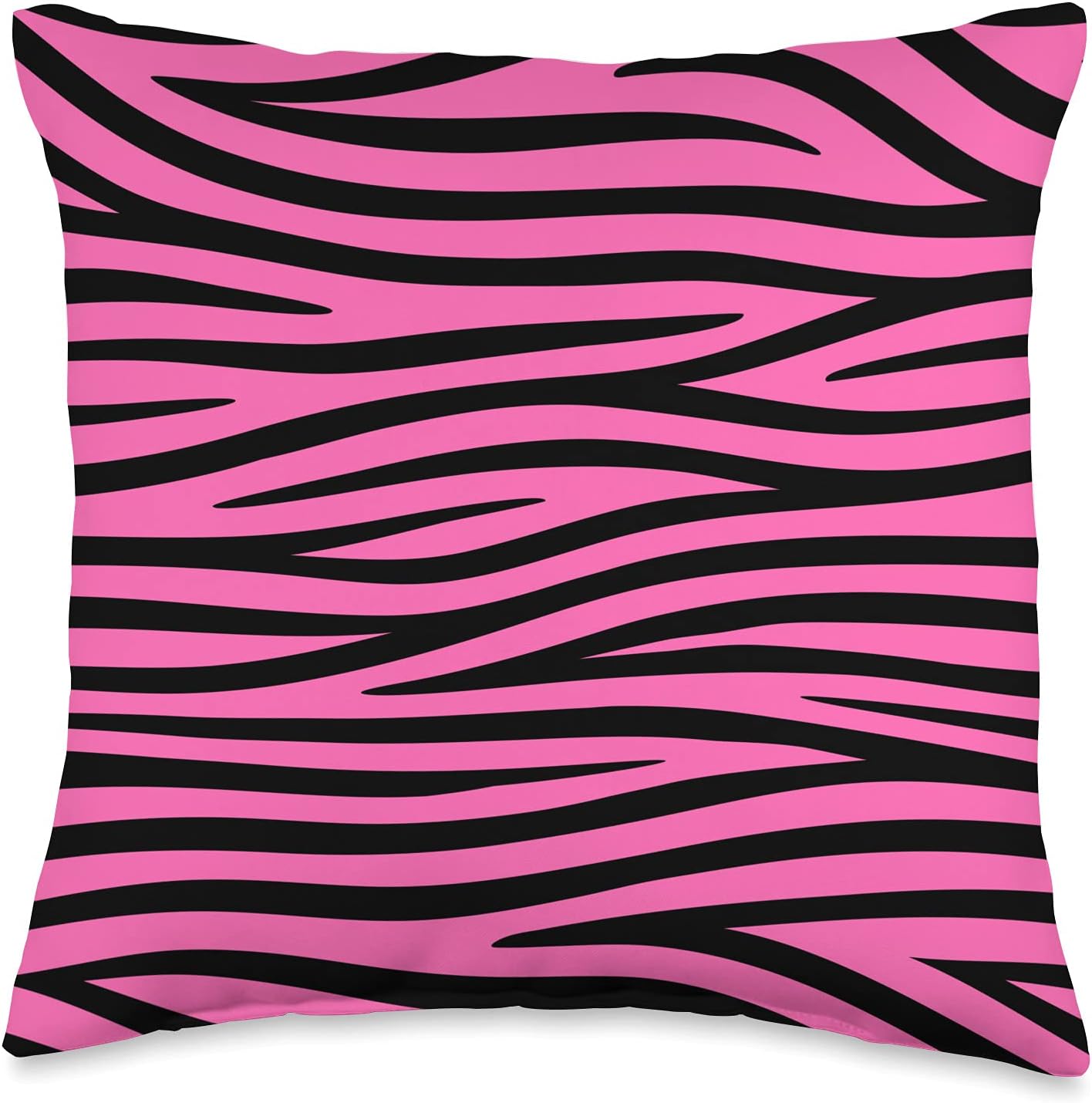 Hot Pink Safari Zoo Animal Print Zebra Animal Print Hot Pink and Black Zebra Wildflower Throw Pillow, 16x16, Multicolor