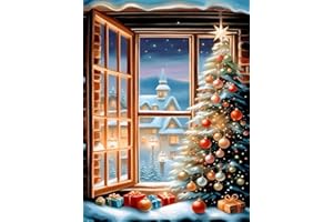 TAEYSCK Christmas Tree Diamond Painting Kits for Adults Beginners,5D DIY Winter Scenery Diamond Art Kit, Full Round Drill Diamond Dot Gem Art for Adults,Paint with Diamonds Pictures Adult Crafts Diamond Kit