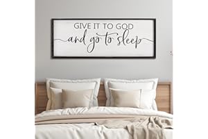 Paquesta Give It to God and Go to Sleep Sign - Above Bed Wall Decor, 40''17'' Large Farmhouse Bedroom Decor, Wood Guest Room Decor, Framed Wall Art, Rustic Master Bedroom Essentials (Black)