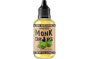 Monk Drops - 100% Monkfruit Liquid Sweetener, Zero Glycemic, Zero Calories, Zero Sugar, No Added Water, Concentrated Monk Fru