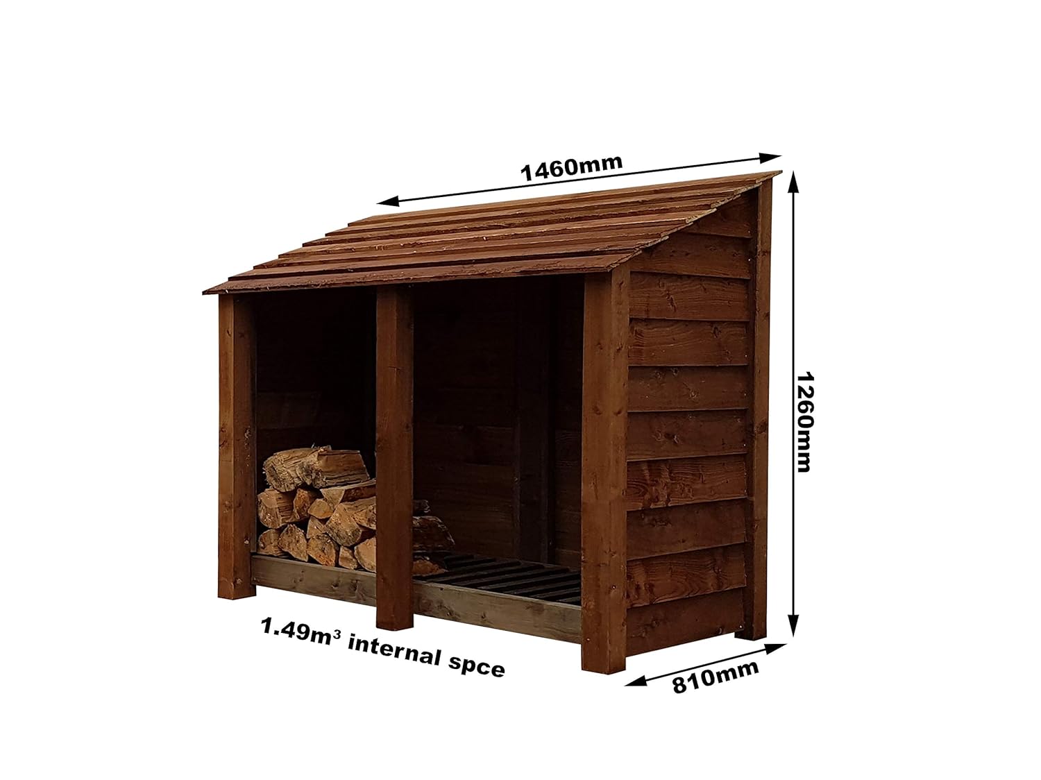 Arbor Garden Solutions Wooden Log Store 4Ft, Light Green (Natural) or