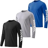 Rodeel 3-Pack Men's UPF 50+ Long Sleeve Sun Hoodies with Built-in Face Mask | Lightweight, Breathable, Moisture Wicking, Quick Dry, 4-Way Stretch, Built-in Face Cover, Fishing &amp; Outdoor Work