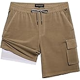 maamgic Mens Swim Trunks with Compression Liner 9 inch Quick Dry Men Bathing Suit Stretch Board Shorts