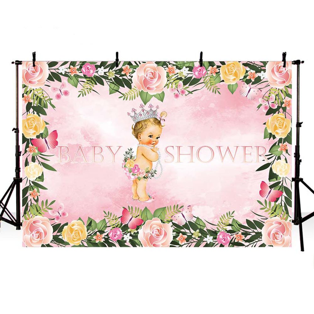 MEHOFOTO Baby Shower Photo Studio Booth Background Pink Flowers