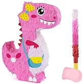 Dinosaur Pi&ntilde;ata - Dinosaur Birthday Party Supplies for Girls Kids | Dino Themed Party Decorations, Pi&ntilde;ata with Blindfold and Bat, Perfect Party Game Activity Decorations