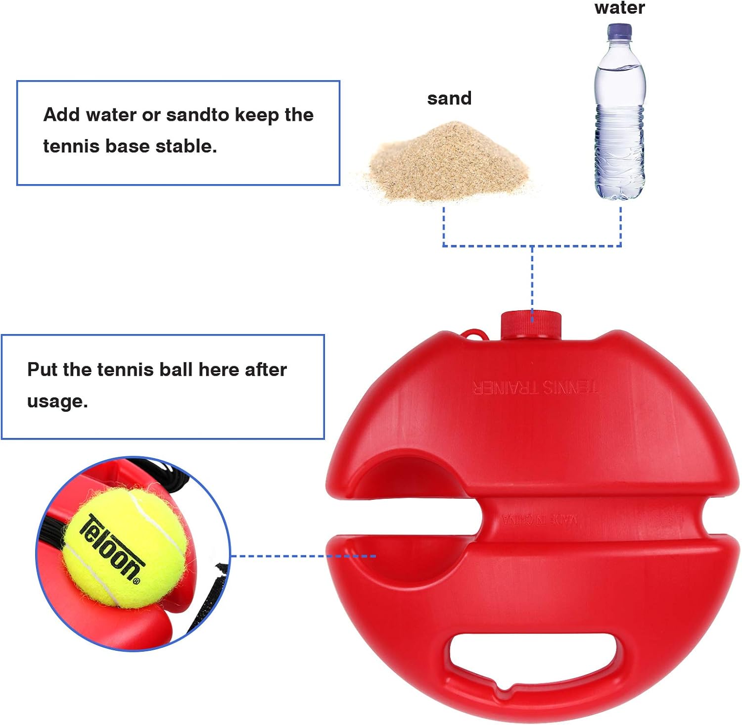 Teloon Solo Tennis Trainer Rebound Ball with String for Self Tennis Practice Training Tool for Adults or Kids Beginners with 2 String Balls Elastic and a Portable Mesh Bag : Sports & Outdoors