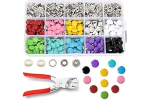 XLYAXOP 200 Sets Snap Button Kit with Press Pliers Fastener Tool, 803Pcs 9.5mm Metal Snaps for Fabric and Sewing in 10 Solid Colors, Durable Snap Buttons for DIY Crafting and Clothing