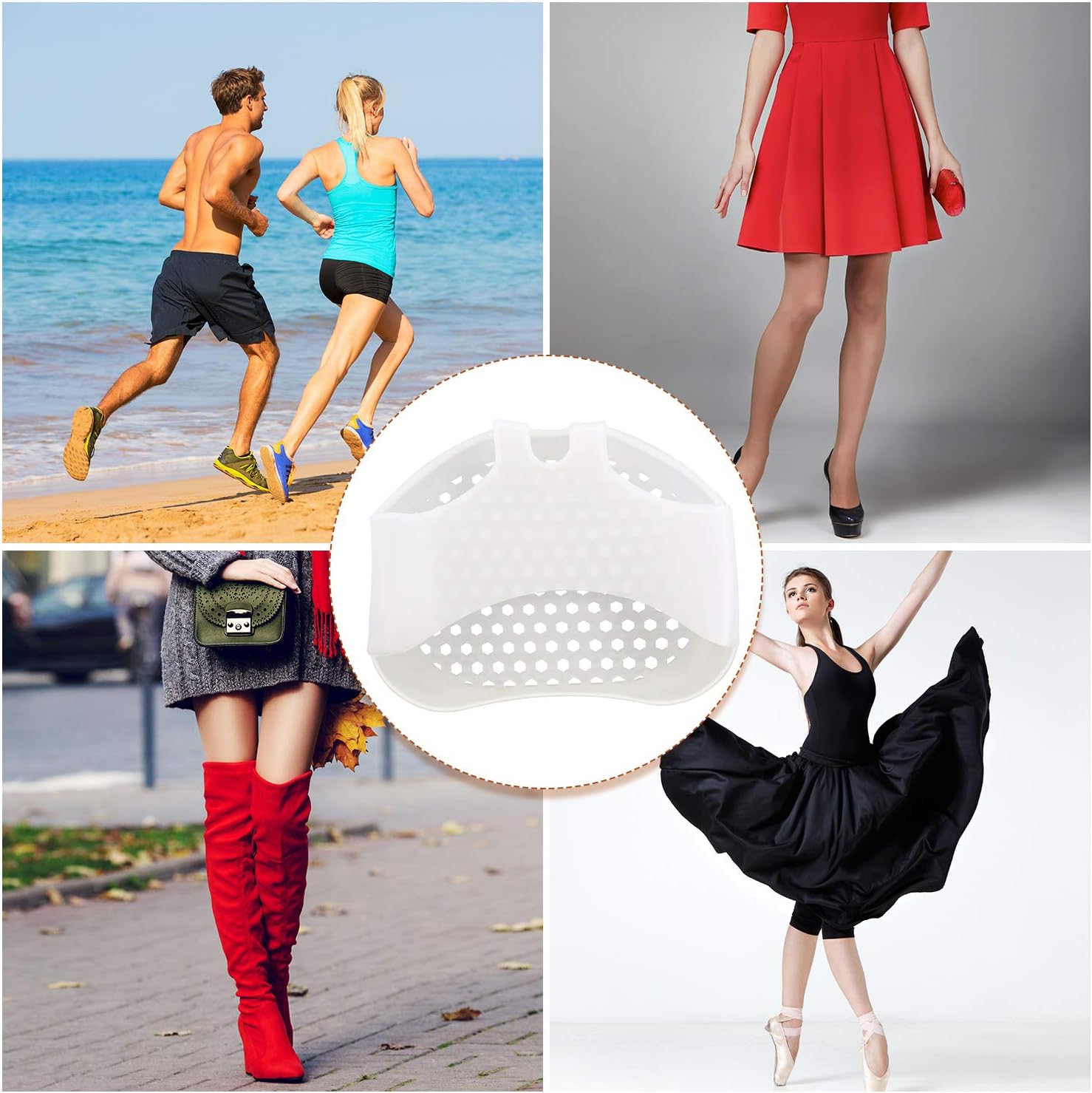 6 Pairs Ball of Foot Cushions Silicone Forefoot Pad Metatarsal Pads Support Soft Gel Foot Cushion for Reducing Forefoot Pain Callus Blisters (Natural and White): Health & Personal Care