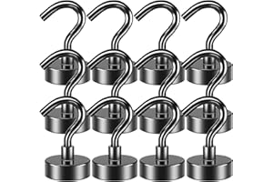 VNDUEEY 10 Pack Black Magnetic Hooks, 22Lbs Strong Magnet Hooks for Hanging, Magnetic Hook Heavy Duty, Fridge Magnets Neodymium with Hooks for Cruise,Classroom, Kitchen, Workplace, Office and Garage
