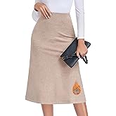 WOWENY Womens Warm Fleece Lined Long Skirts Elastic Waist Fall Winter Skirt