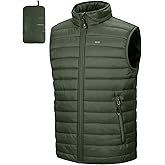 33,000ft Men's Lightweight Packable Insulated Puffer Vest Outerwear, Warm Winter Sleeveless Jacket for Golf Running