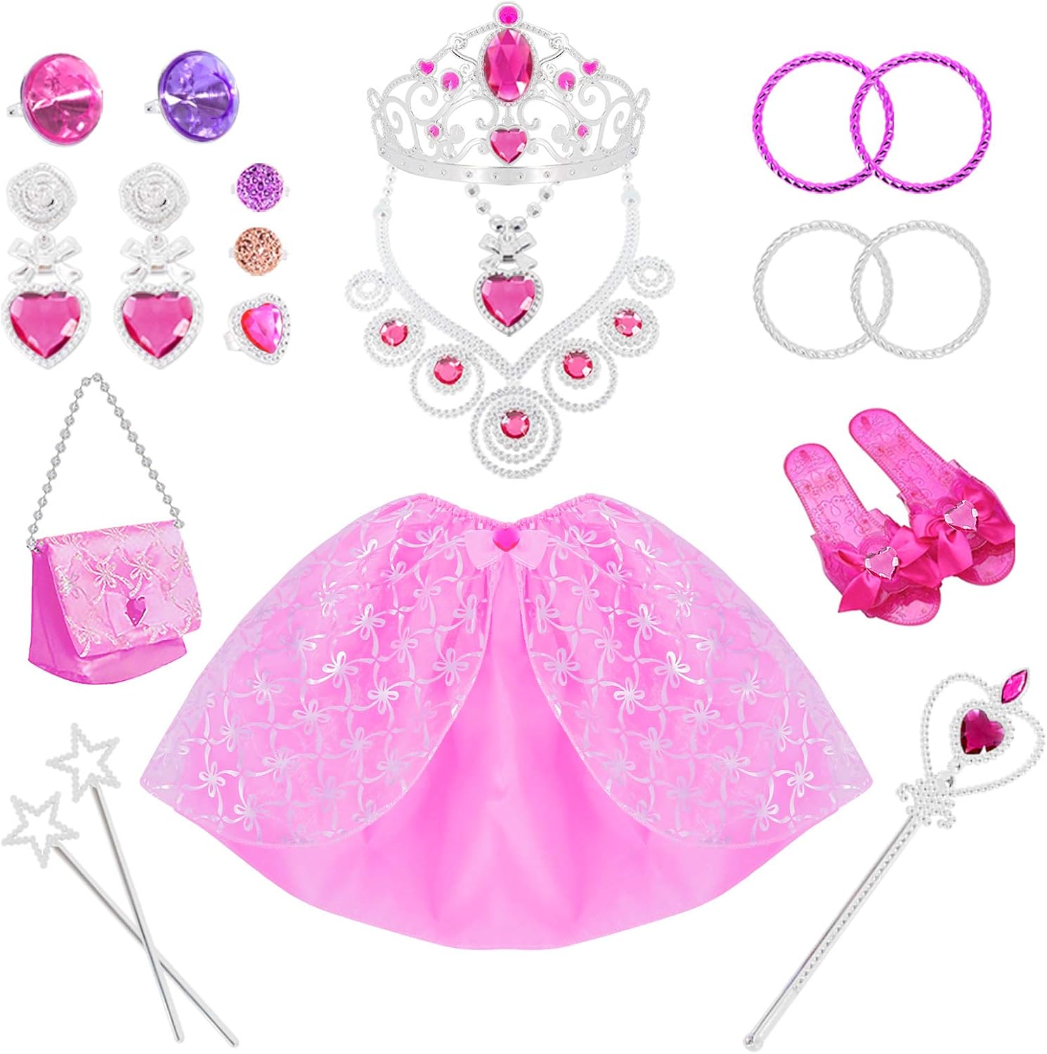 21 Pack Princess Pretend Jewelry Girl Toys Girl’s Jewelry Dress Up Play