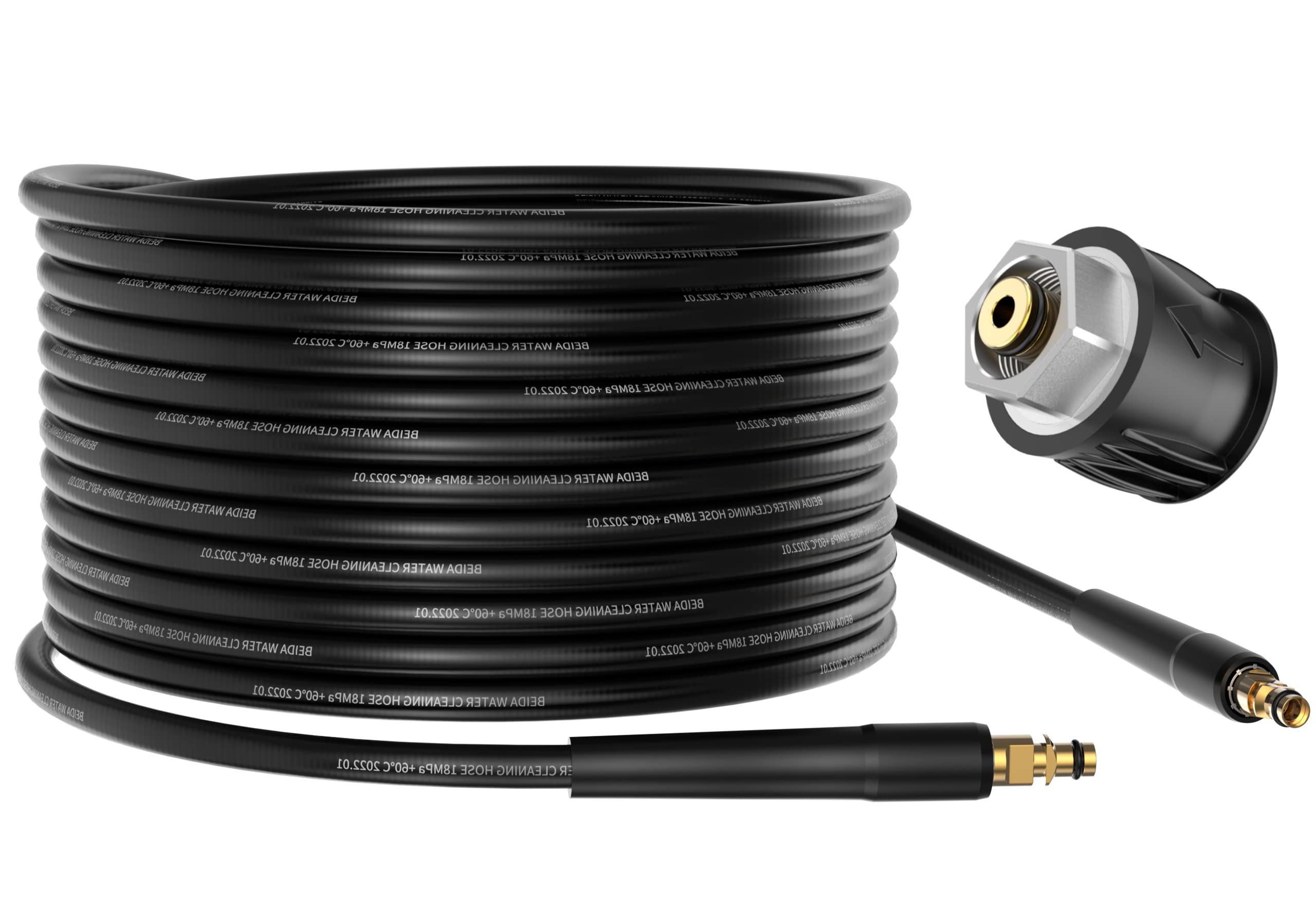 OHAYORI 15M High Pressure Washer Hose Jet Wash Replacement Hose with Quick-Fitting Pipe Union A for Karcher K2 K3 K4 K5 K6 K7 Car Wash Water Gun (M22 14MM Hose Connector & Quick Adapter for Karcher)