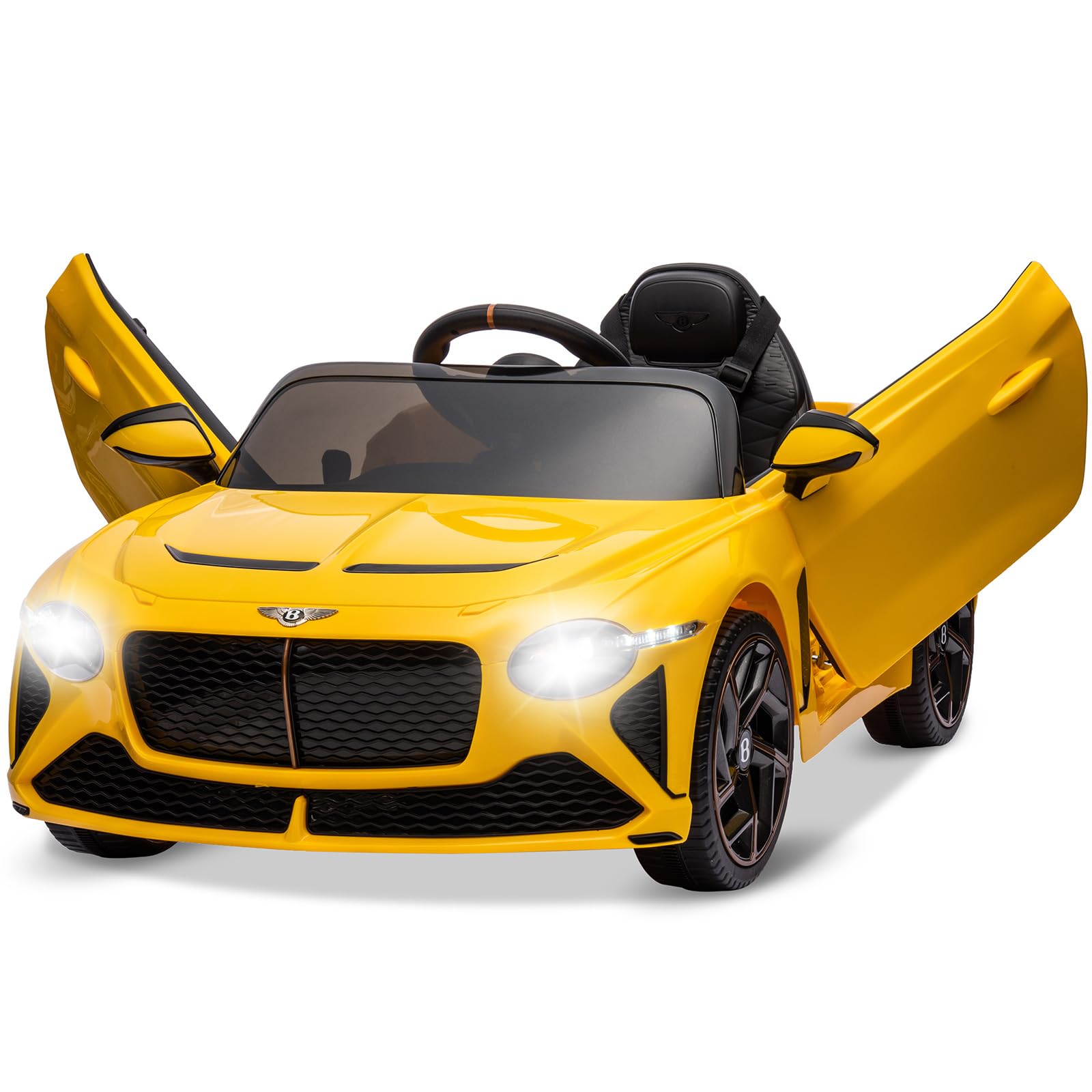 Photo 1 of **FINAL SALE, SEE NOTES**12V Kids Ride On Car, Licensed Bentley Bacalar Electric Car for Kids w/Remote Control, Scissor Door, Suspension, 3 Speeds, LED Lights, Horn, Battery Powered Kids Car to Drive for Boys Girls, Yellow