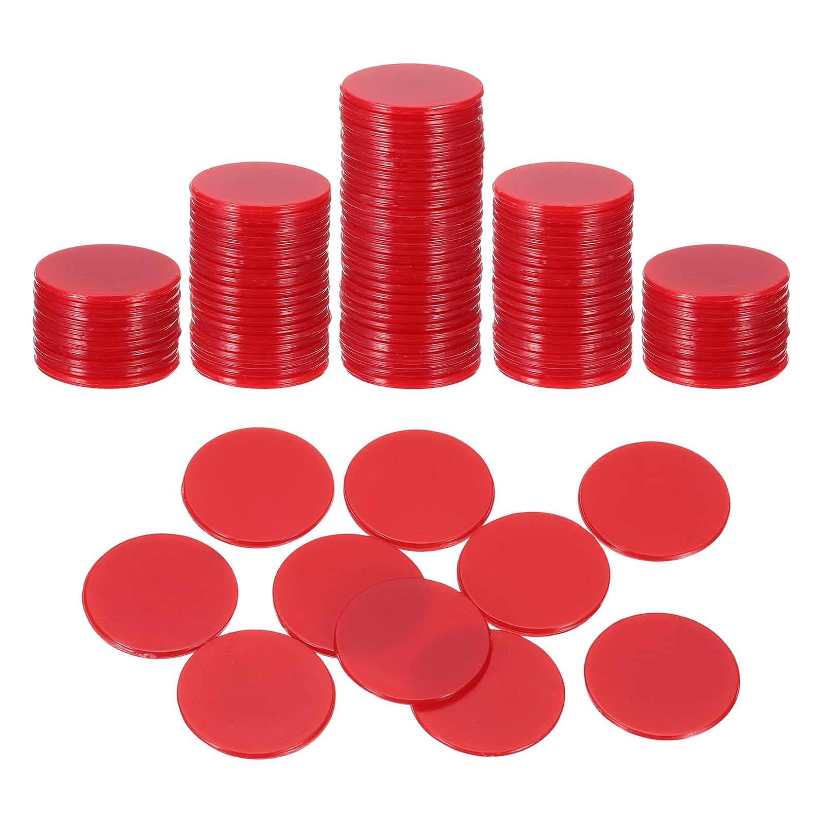 sourcing map 120Pcs 0.7 Inch Poker Chips, Plastic Bingo Chips Learning Counters Counting Counters Disks Markers Opaque Game Tokens for Game Play Math Counting, Red, Flat — image 1