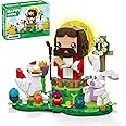 Easter Jesus with Bunny and Chick Building Block Toy Set, Easter Toys as Easter Basket Stuffers and Easter Egg Fillers, Easter Gift for Adults or Kids Boys Girls 6-12