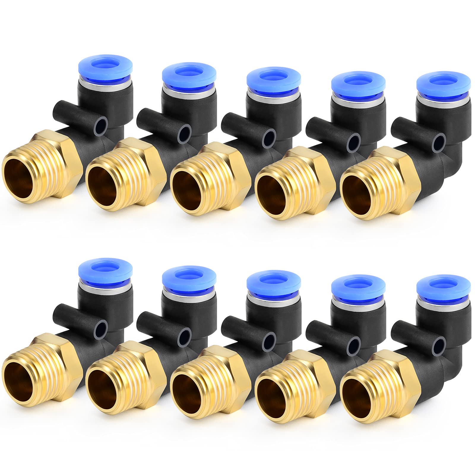 ERGAOBOY 10 Pcs 4mm Tube OD x 1/4 BSP Male Elbow Push to Connect, Pneumatic Air Push Fit Lock Fitting (PL4-02) — image 1