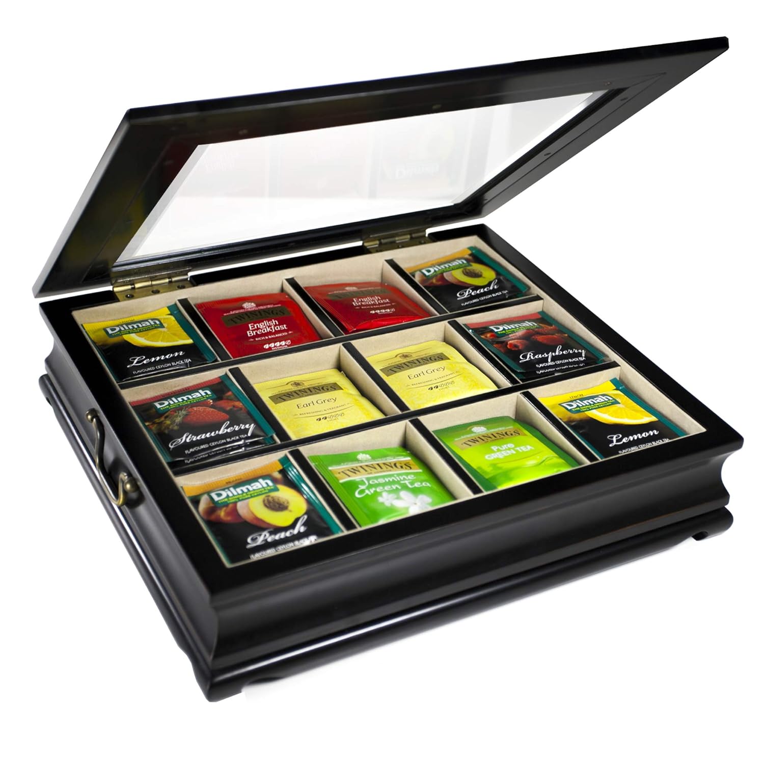 Tea Chest Large Storage Tea Bag Box Wooden with Beveled