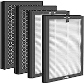 KUETERYUN K1 Filter Replacement Compatible with LUNINO K1 Air Purifier,- 3-In-1 Filtration for Smoke & More - HEPA Filter, Activated Carbon, & Pre-Filter,4pack