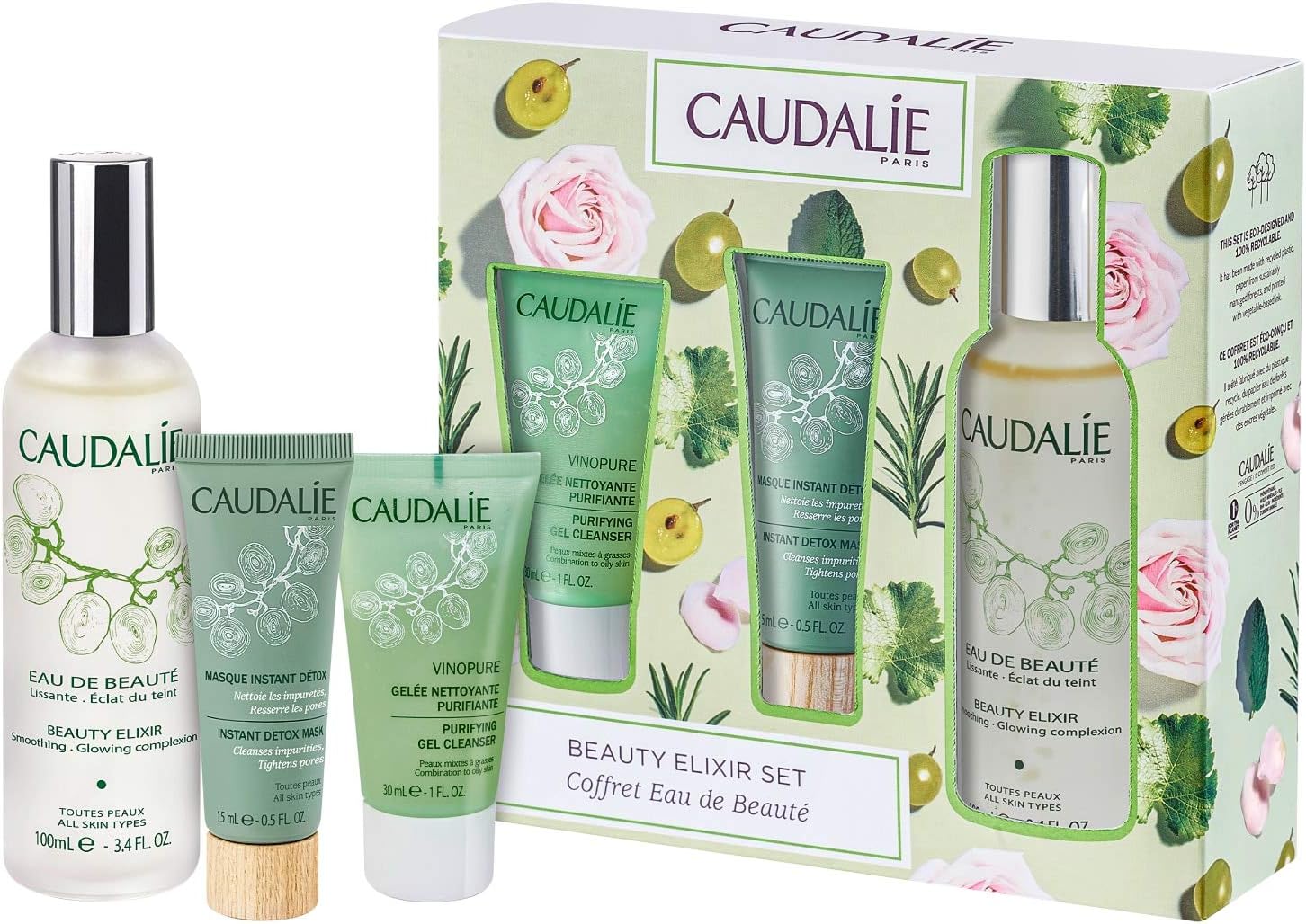 Caudalie Beauty Elixir 100ml 3 Piece Skincare Set Amazon.co.uk Luxury