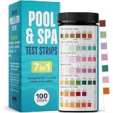 JNW Direct Pool Test Strips for Pools and Spas - 7 in 1 Water Test 100 Pack | Includes 100 pool test strips that measure chlorine, bromine, pH, alkalinity, hardness and cyanuric acid in 30 seconds.