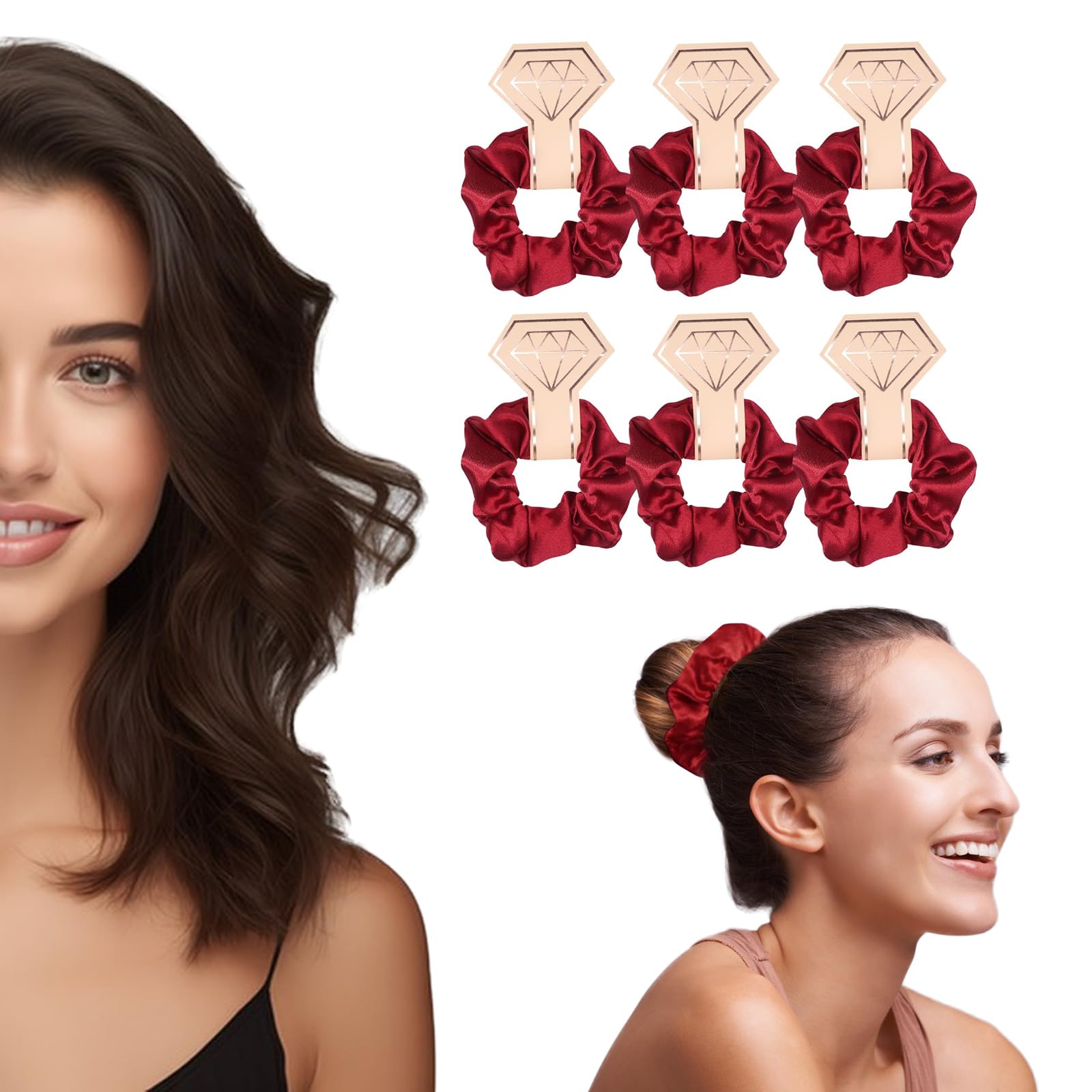 OWITER 6pcs Hair Scrunchies for Women Satin Scrunchies for Bridesmaids,Hair Ties No Damage Hair Ties (Burgundy)