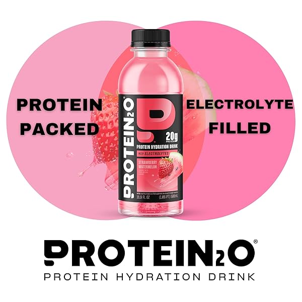 PROTEIN2O 20G WHEY PROTEIN ISOLATE HYDRATION DRINK, 350MG OF ELECTROLYTES, VITAMINS B5 & B6, SUGAR FREE, STRAWBERRY WATERMELON, 16.9 OZ BOTTLE (12 COUNT)
