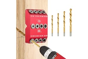 BestMal Drill Guide Jig, 4 Bits for Straight and 30 45 90 Degree Angled Holes, 4 Sizes, All Metal Jig for Stairs Handrail, Cable Railing, Deck, Wood Post and Lag Screw