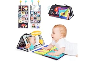KOTY Tummy Time Mirror for babies 0-6 months, Baby Toys for babies 0-6 Months,Montessori Newborn Sensory Development Toys,High Contrast Black & White Tummy Time Toy,Infant Toys for Boys Girls 6-12 Month