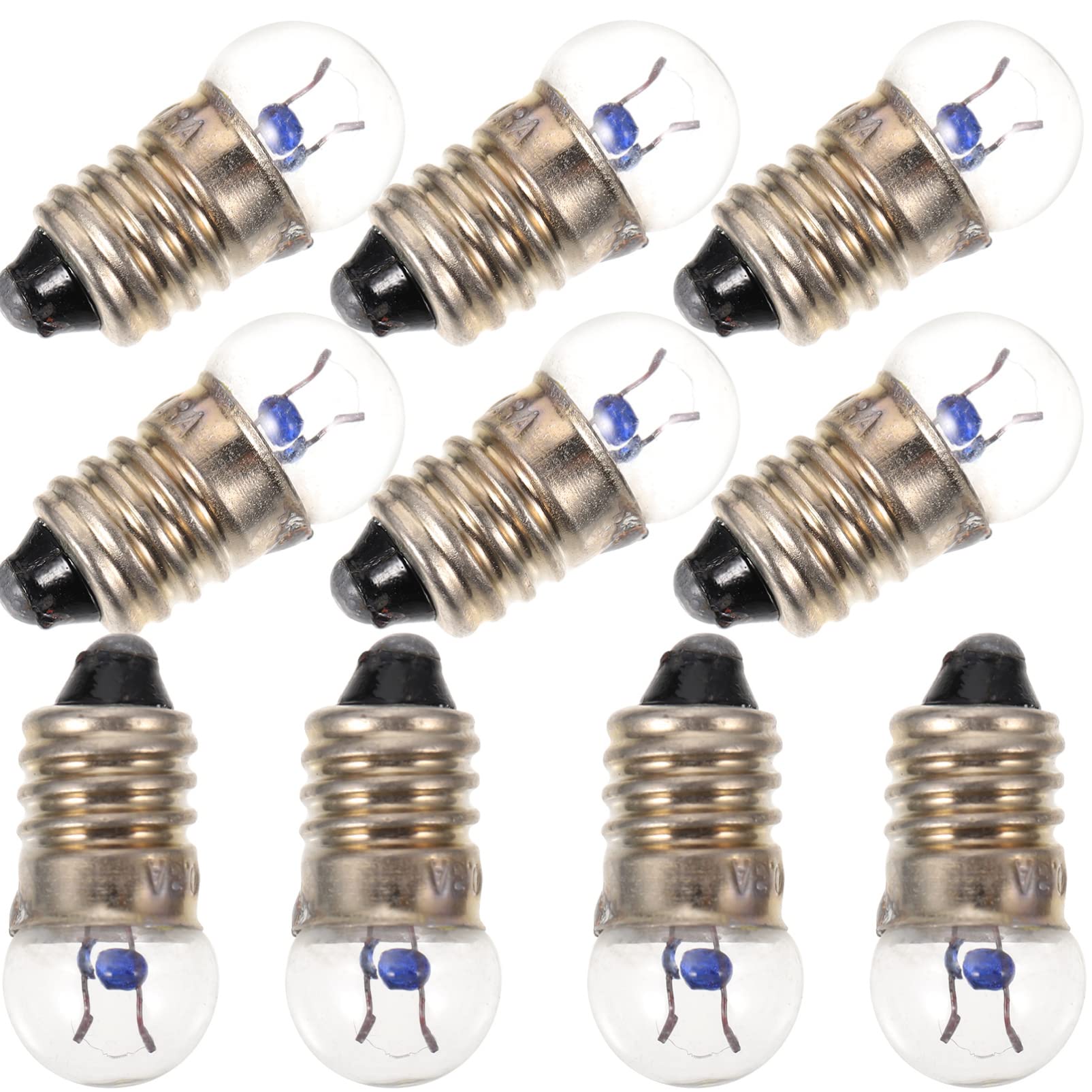 ULTECHNOVO 10 Pcs E10 Flashlight Small Electric Bead Light Bulbs 2.5V 0.3A Miniature Screw Base Bulbs for Student Physics Experiment and DIY Electrical Projects