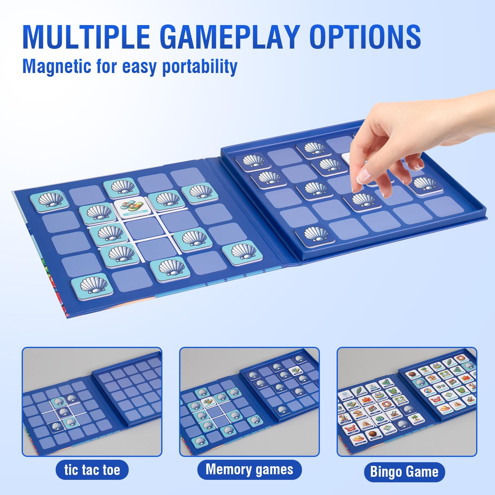 Travofun Magnetic Memory Matching Games for Toddlers Ages 3+, Travel Games for Kids, Fun Educational Toys for Beach Vacation & Road Trips.