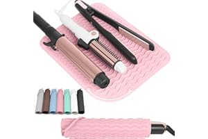 WRORUNER Larger Size Silicone Heat Resistant Mat for Curling Irons, Flat Irons, Hair Straightener and Other Hair Styling Tools, Portable Hot Tools Pad Cover for Travel Vanity Salon(12.0" x 9.0")