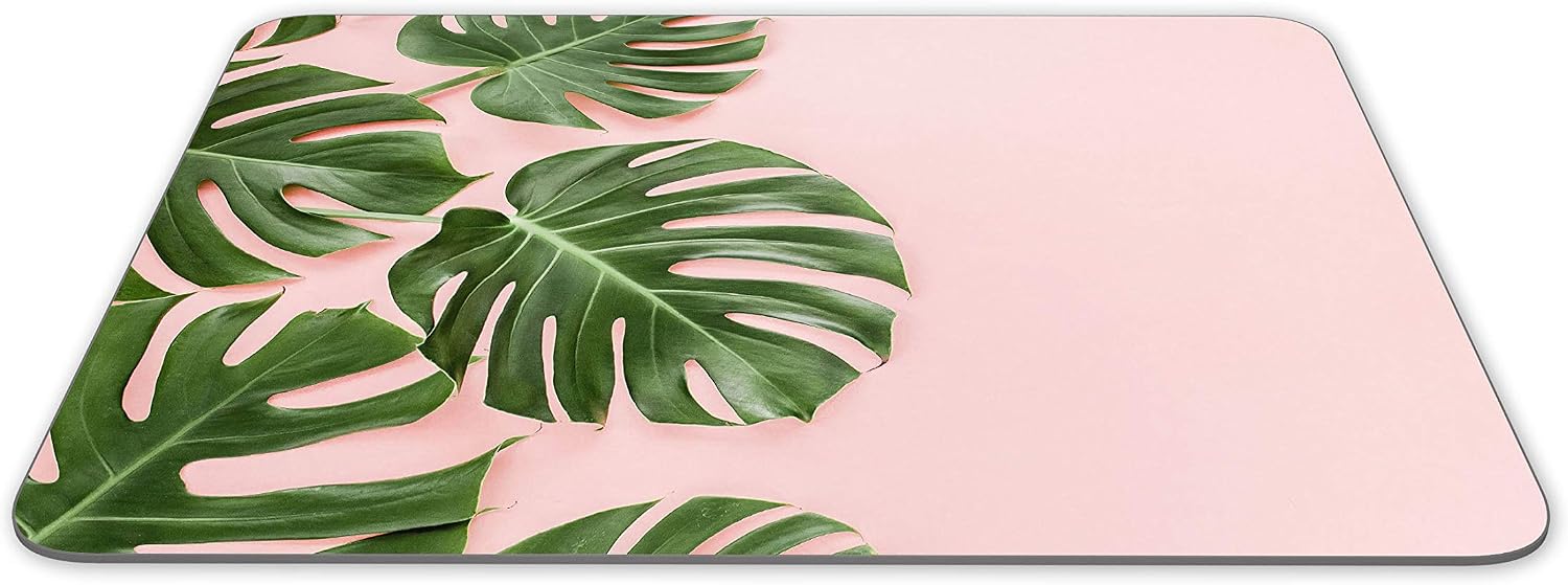 Destination Vinyl Ltd Palm Tree Leaves Pink Background Mouse Mat Pad Computer #14338, Multicolor, 23.5cm x 19.6cm x 5mm - Image 3