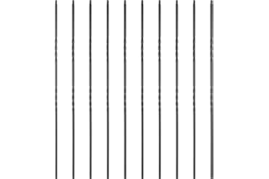 Myard Double Twist 1/2 Inches Square Forged Iron Stair Balusters Furniture for Deck Handrail Railing Staircase Balusters Banister Balustrade, 44 Inches 10-Pack (Satin Black)