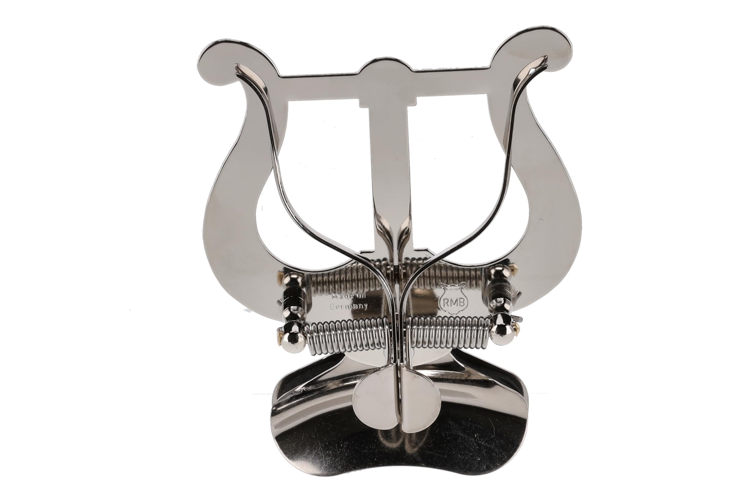 GEWA Marching Music Holder Trumpet - Nickel Plated - Large Lyra - 2 Pushers - With Clamp for Bell Attachment