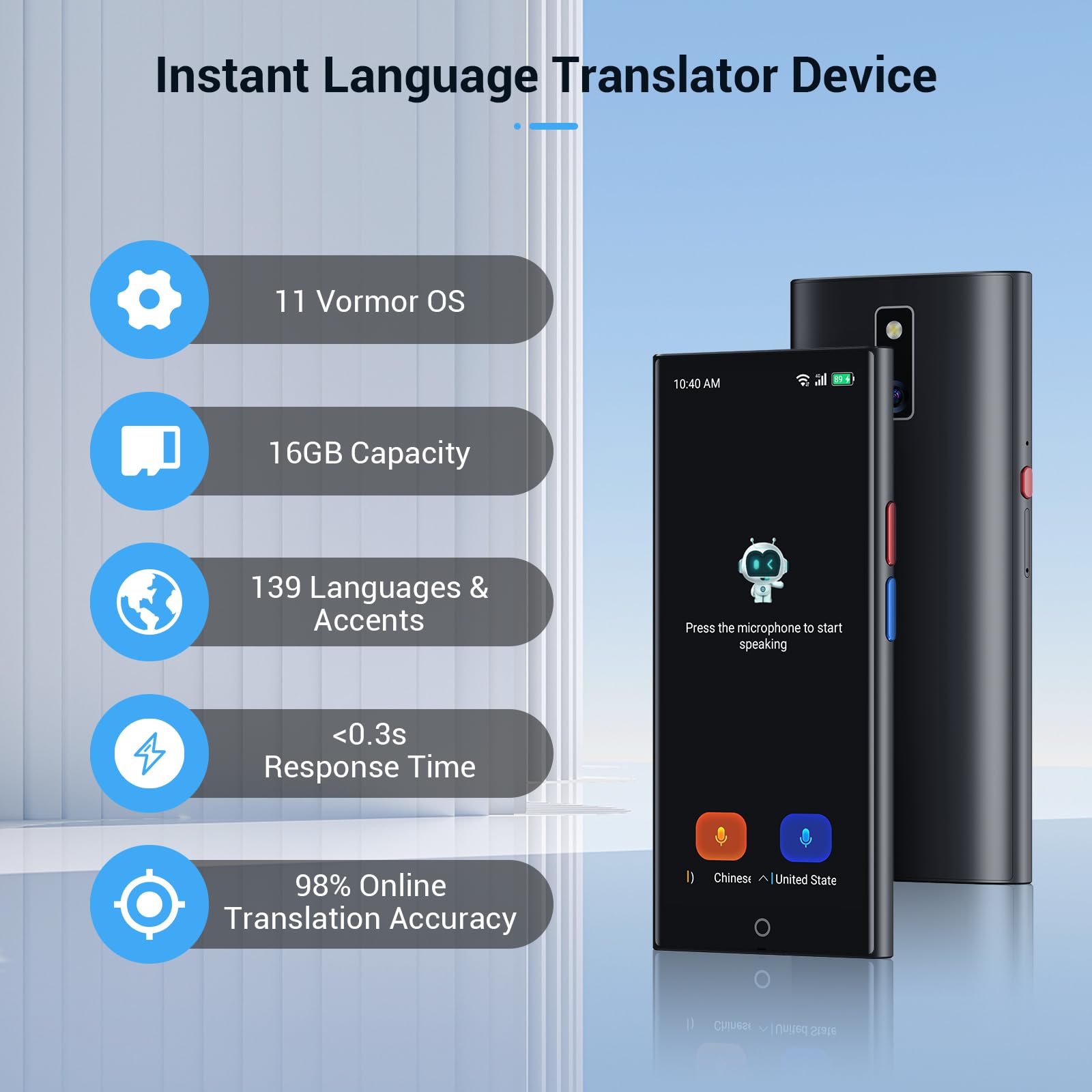 Language Translator Device 2025, 139 Languages AI Offline/Group/Phone Translation Device Two Way Real-Time Voice Translator Device with 5.5