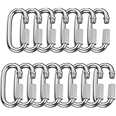 AYSUM 15 Pack Quick Links 1/4 inch, Stainless Steel Oval Locking Carabiner 620lb Capacity, Heavy Duty M6 Threaded Chain Links for Camping, Hiking, Swing, Fishing and Gym