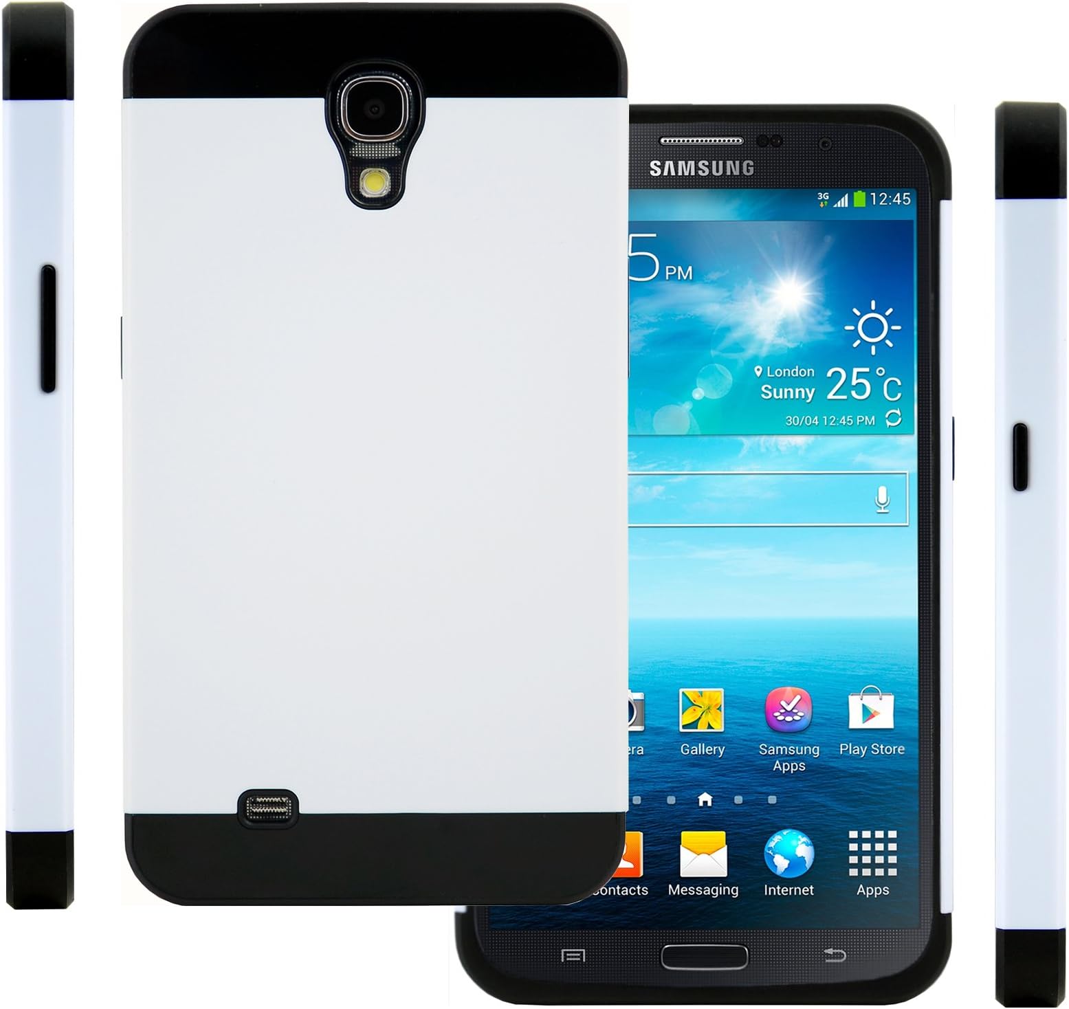 Galaxy Mega Case (White/Black), Samsung Galaxy Mega 6.3" CellJoy (Will NOT Fit Mega 2) [Vivid Hybrid] Dual Layer TPU Case Phone Cover SkinCard Storage for i9200